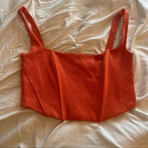 Beige Botany Orange Corset Top